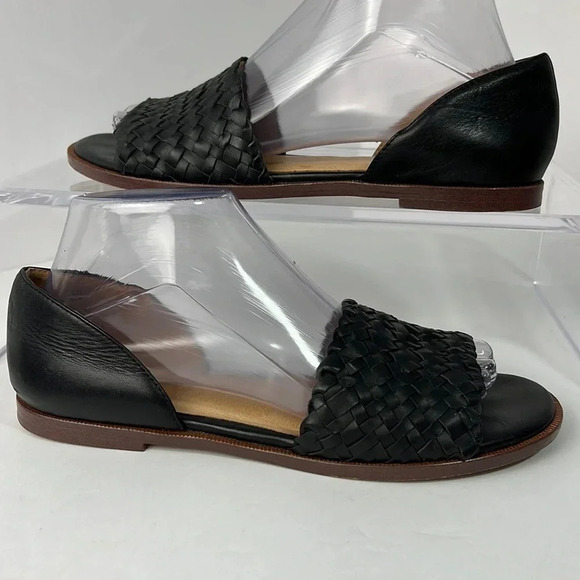 Madewell The Kinsley D'Orsay Flat in Woven Leather Open Round Toe Size 7.5 Black - Picture 2 of 15